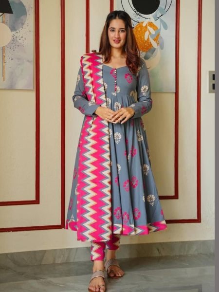 Function Wear Muslin Cotton Printed Kurti With Dupatta  