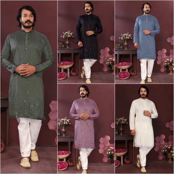 Functional Black Ethnic Smart Silk Kurta with Raymond Cotton Pyjama For Wedding Kurta Pajama Wholesale
