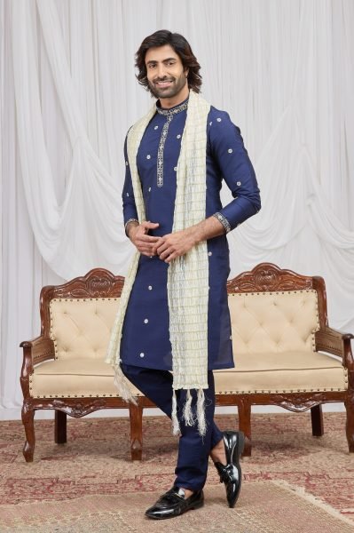 Functional Blue Elegant Straight Kurta with Aligadhi Pant for Women Kurta Pajama Wholesale