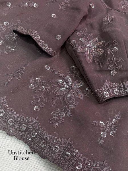 Functional Dusty Mauve Designer Shimmer Silk Saree with Full Saree Embroidery Silk Sarees Wholesale