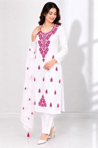 Functional Embroidered Vichitra Silk Kurti Set with Nazmin Dupatta for Resellers and Retailers Embroidery Kurtis 
