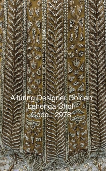 Functional Golden Net Bridal Lehenga with Crystal and Sequins Work for Wedding Wear Bridal Lehenga Choli