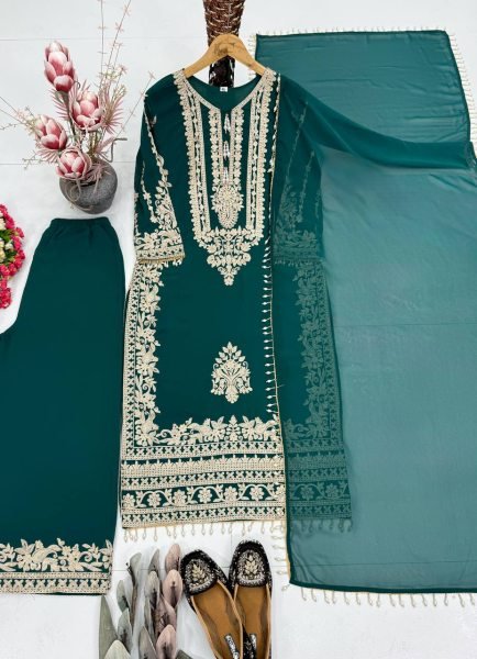 Functional Green Georgette With Palazzo Set For Wholesale Fashion Manufacturer Ready To Wear Collection