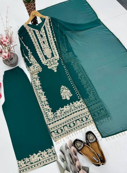Functional Green Georgette With Palazzo Set For Wholesale Fashion Manufacturer Ready To Wear Collection