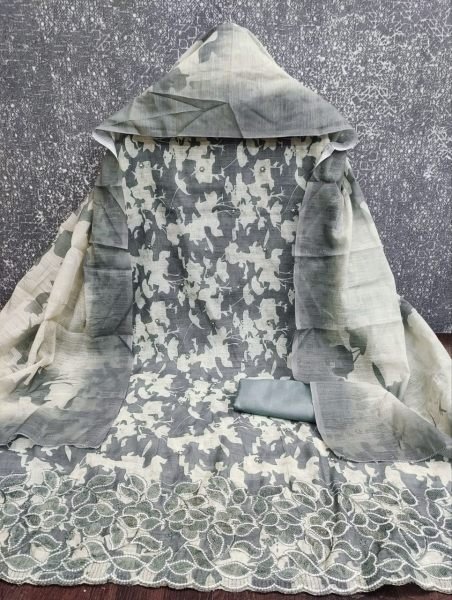 Functional Grey Digital Print Lilan Cotton Dress Material for Everyday Ethnic Wear Punjabi Dress Materials Wholesale
