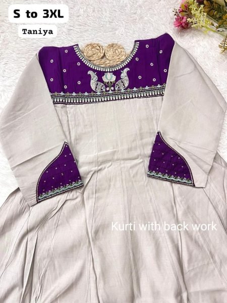 Functional Grey Roman Cotton Blend Embroidered Kurti Pant Set with Designer Embroidered Dupatta for Women Embroidery Kurtis 