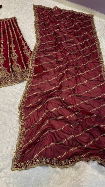 Functional Maroon Kasturi Silk Lehenga Choli with Sequins  Dori and Zari Work with Dupatta Designer Lehenga Choli