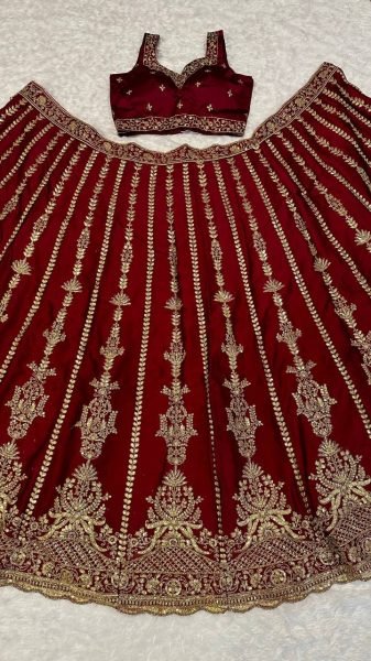 Functional Maroon Kasturi Silk Lehenga Choli with Sequins  Dori and Zari Work with Dupatta Designer Lehenga Choli