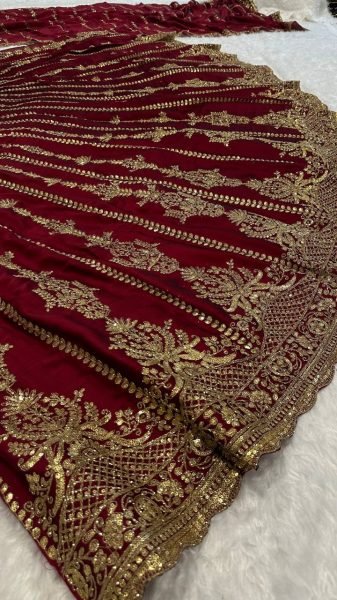 Functional Maroon Kasturi Silk Lehenga Choli with Sequins  Dori and Zari Work with Dupatta Designer Lehenga Choli