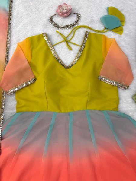 Functional Multi Color Faux Georgette Digital Print Anarkali Suit with Fancy Lace Dupatta For Festival Wear Ready To Wear Collection