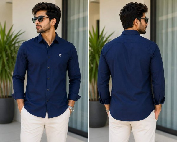 Functional Navy Blue Wholesale Price Men's Cotton Professional Shirt at Manufacturer Rate Mens Shirt