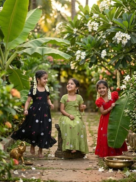 Functional Red Lightweight Kids Ethnic Gown for Daily and Festive Wear Girls Wear