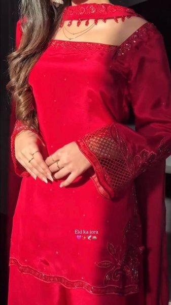 Functional Red Silk Sharara Suit with Beads and Sequins Work for Wedding Wear Ready To Wear Collection