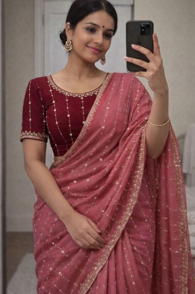 Functional Red Simple and Stylish Saree for Daily and Party Wear Silk Sarees Wholesale