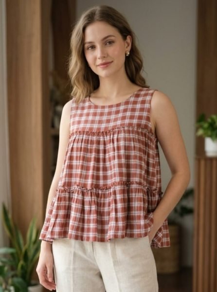 Functional Red Stylish Cotton Linen Outfit for Comfortable Summer Wear Tunics kurti