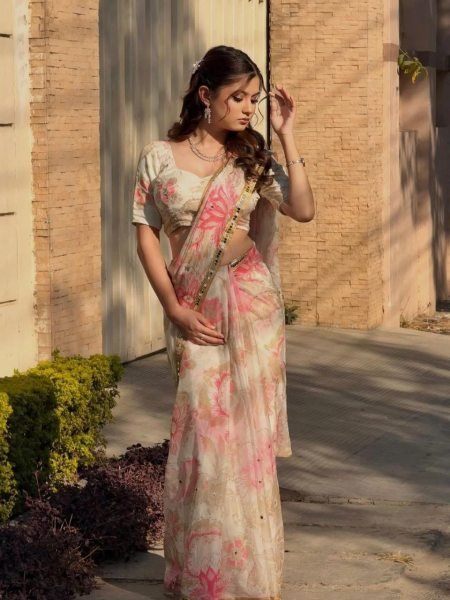 Functional White Tabby Silk Saree with Handwork Sequin at Wholesale Rate Silk Sarees Wholesale