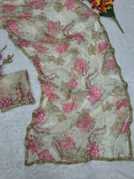 Functional White Tabby Silk Saree with Handwork Sequin at Wholesale Rate Silk Sarees Wholesale