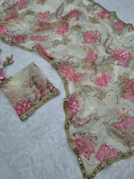 Functional White Tabby Silk Saree with Handwork Sequin at Wholesale Rate Silk Sarees Wholesale