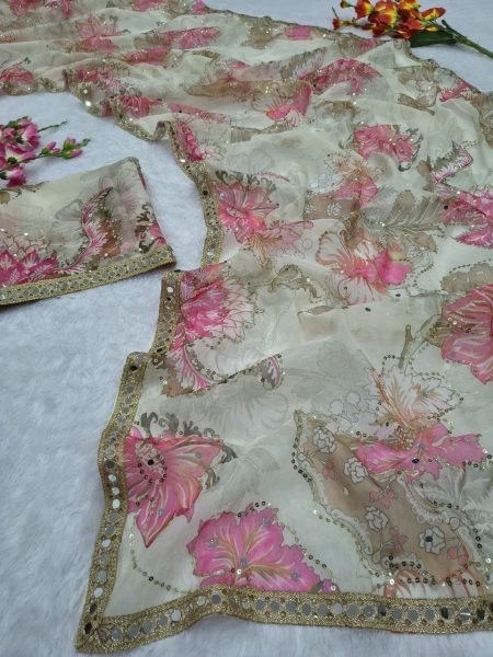 Functional White Tabby Silk Saree with Handwork Sequin at Wholesale Rate Silk Sarees Wholesale