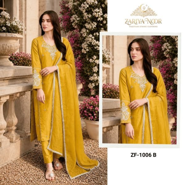 Functional Yellow Elegant Beads Embroidered Suit for Eid and Wedding Wear Pakistani Suits Wholesale