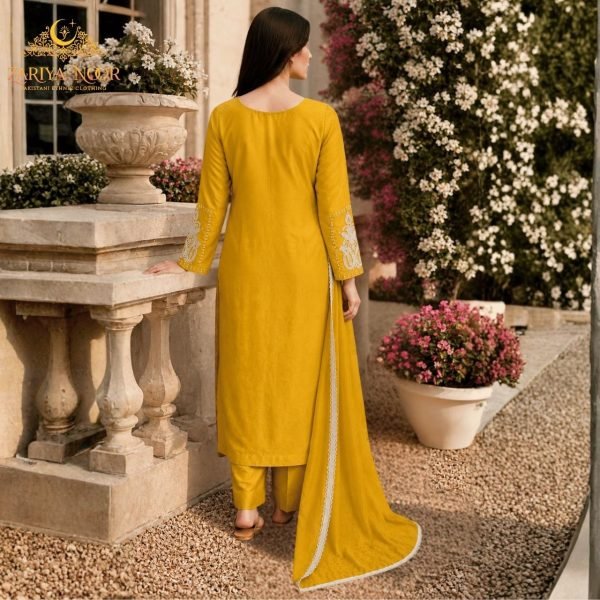 Functional Yellow Elegant Beads Embroidered Suit for Eid and Wedding Wear Pakistani Suits Wholesale
