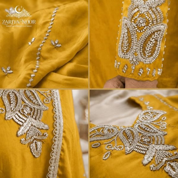 Functional Yellow Elegant Beads Embroidered Suit for Eid and Wedding Wear Pakistani Suits Wholesale