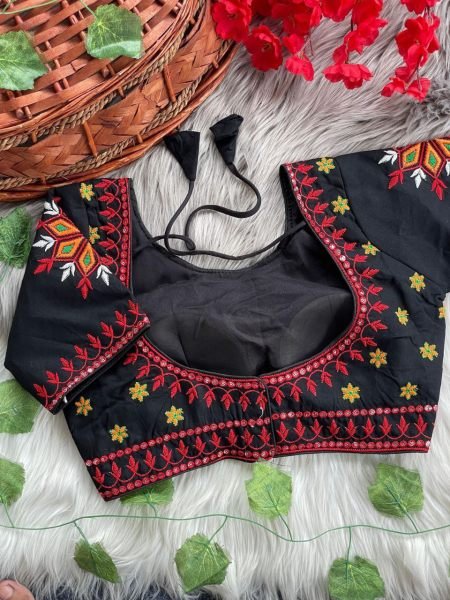 Fusion Fest Embroidered Back- Open Blouse with Real Mirror  & Shell Detailing Blouse Collection