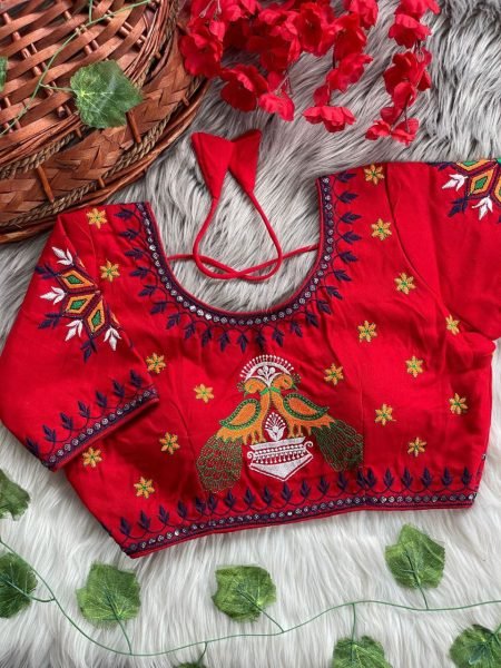 Fusion Fest Embroidered Back- Open Blouse with Real Mirror  & Shell Detailing Blouse Collection