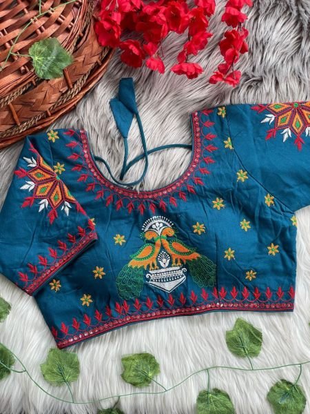 Fusion Fest Embroidered Back- Open Blouse with Real Mirror  & Shell Detailing Blouse Collection