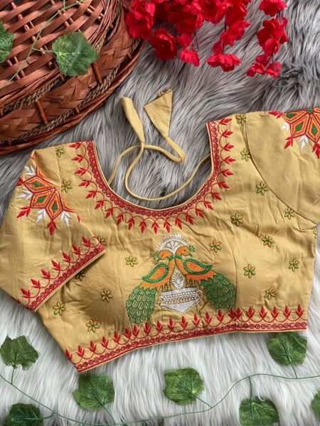 Fusion Fest Embroidered Back- Open Blouse with Real Mirror  & Shell Detailing Blouse Collection