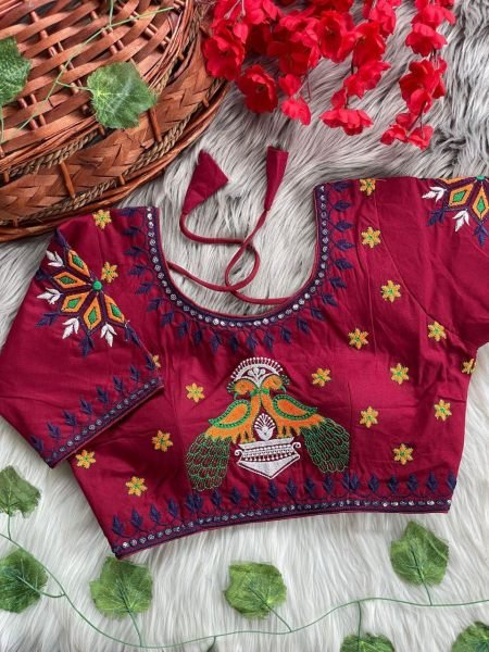 Fusion Fest Embroidered Back- Open Blouse with Real Mirror  & Shell Detailing Blouse Collection