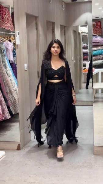 Indo-Western Look for Women  Elegant Black Dhoti Style Suit with Cape Shrug Ready To Wear Collection