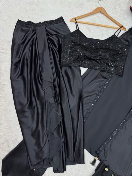 Indo-Western Look for Women  Elegant Black Dhoti Style Suit with Cape Shrug Ready To Wear Collection