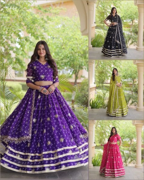 Futuristic Black Bandhej Print Faux Georgette Lehenga Choli Set with Zari Embroidery Navratri Lehnega Choli