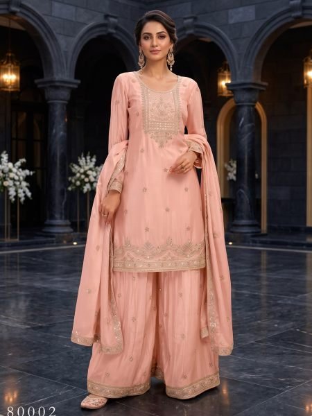 Futuristic Pink Chinnon Embroidered Suit Set with Beads Detailing and Butti Dupatta For Bluk Order 