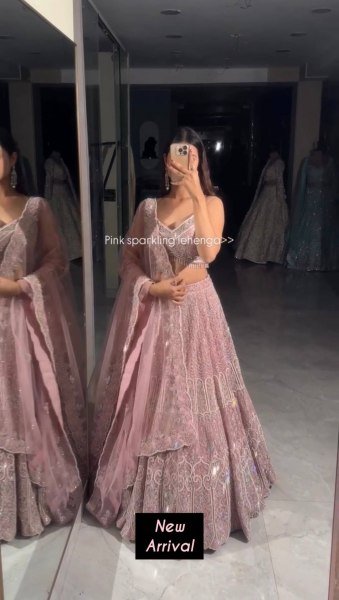 Futuristic Pink Faux Georgette Lehenga Choli with Front and Back Embroidered Blouse Designer Lehenga Choli