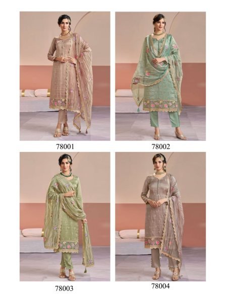 Futuristic Sage Green Gold Silk Suit Set for Wedding and Festive Wear Churidar Salwar Suits Wholesale