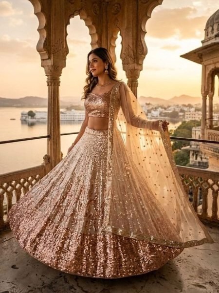 Futuristic Silver Butterfly Soft Net Wedding Lehenga Choli with Heavy Sequins Work  Lehenga