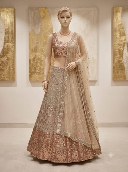 Futuristic Silver Butterfly Soft Net Wedding Lehenga Choli with Heavy Sequins Work Bollywood Lehenga Choli