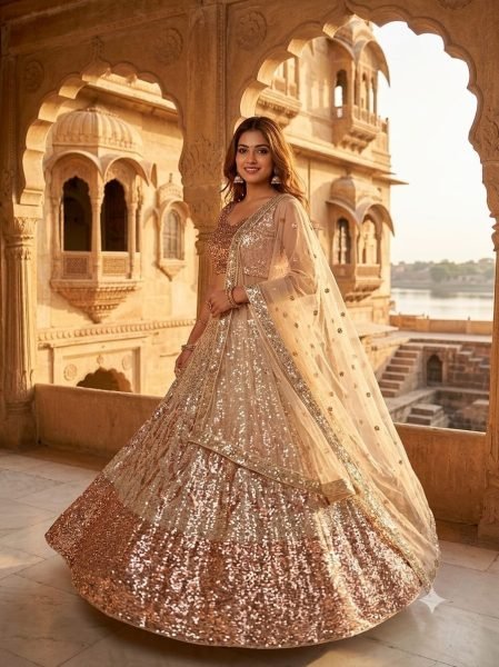 Futuristic Silver Butterfly Soft Net Wedding Lehenga Choli with Heavy Sequins Work Bollywood Lehenga Choli