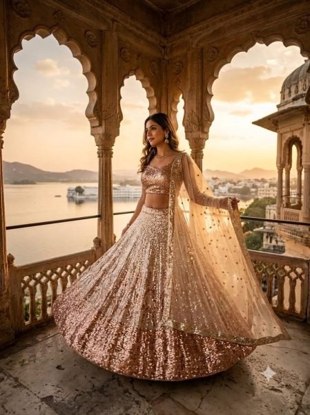 Futuristic Silver Butterfly Soft Net Wedding Lehenga Choli with Heavy Sequins Work Bollywood Lehenga Choli