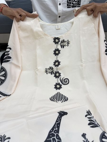 Futuristic White Casual Ethnic Wear Kurta Set with Mirror Work at Manufacturer Price Printed Kurtis