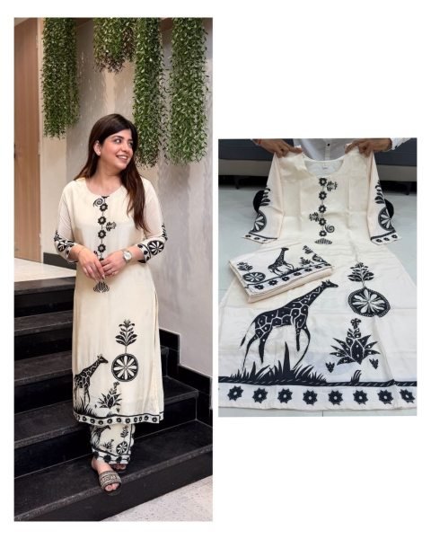 Futuristic White Casual Ethnic Wear Kurta Set with Mirror Work at Manufacturer Price Printed Kurtis