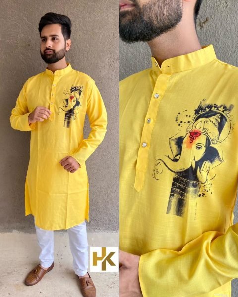 Ganpati festival Sepical Printed mens kurta Collection  Kurta Pajama Wholesale