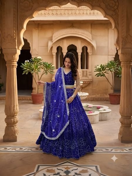 Garba Wear Purple Fox Georgette Lehenga Choli with Heavy Samosa Lace at Manufacturer   Lehenga