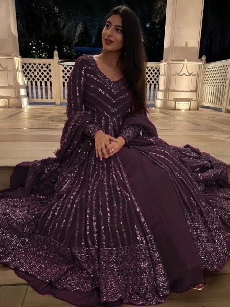 Garnet Maroon Georgette Lehenga Choli Glam Wedding Guest Pick