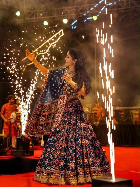 Geeta Rabari Style Muslin Cotton Lehenga Choli With Real Mirror Work For Dadiya Night  Navratri Lehnega Choli