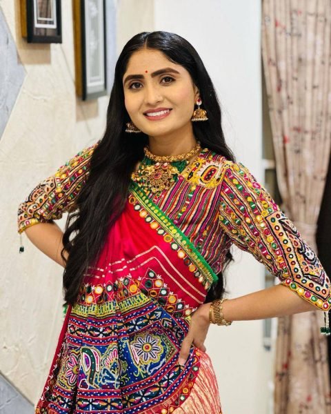 Geeta Rabari Wearing Multi Color Muslin Cotton Printed Navratri Lehenga Choli  Navratri Lehnega Choli