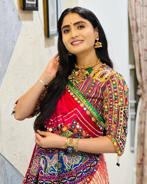 Geeta Rabari Wearing Multi Color Muslin Cotton Printed Navratri Lehenga Choli  Navratri Lehnega Choli