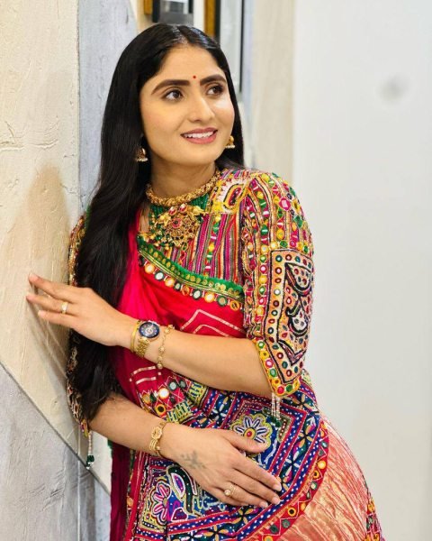Geeta Rabari Wearing Multi Color Muslin Cotton Printed Navratri Lehenga Choli  Navratri Lehnega Choli